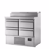 Zubereitungskühltisch Mini - 978x700mm - mit 4 Schubladen - Edelstahlaufsatz 5x GN 1/4