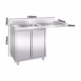 Chiuvetă 1,4m - 1 cuvă în partea stângă L 60 x B 50 x T 30 cm