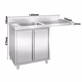 Fregadero para lavavajillas PREMIUM - 1400x700mm - izquierda - con peto posterior - con estante inferior - con escurridor