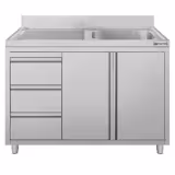 Meuble évier ECO - 1200 x 600 mm - 3 tiroirs - & 1 bac à droite