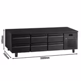 Meuble bas réfrigéré - 2000mm - 288 litres - 6x GN 1/1 tiroirs - noir mat