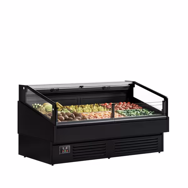 Isola refrigerata promozionale - Frontale in vetro - Nero - 1955x1063mm - 255 Litri