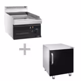 Plancha électrique - plaque chromée dure - 4,5 kW - Lisse - Surface de cuisson : 395x535mm - incl. soubassement avec 1 porte