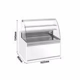 Gebaksvitrine - 1622x985mm - 271 liter - gebogen ruit - met 2 deur(en) - met 2 legroosters