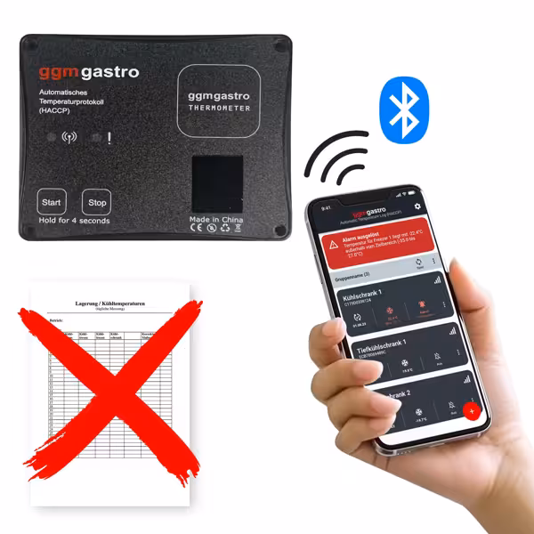 Bluetooth app-bediening & temperatuurregistratie voor koel- en vriesapparatuur - met GGM Thermometer app - met temperatuuralarm