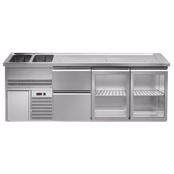 Bierkoeling Premium PLUS - 2500x700mm - 2 glazen deuren & 2 laden