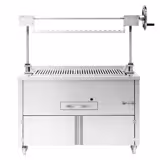 Kolgrill - 1 340 mm - höjdjusterbart grillgaller (vev) - med 1 låda - Grillgaller: 1 060x530 mm - rostfritt stål