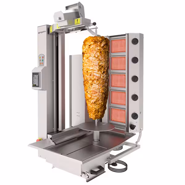 Robô kebab a gás - 5 queimadores - máx. 120 kg