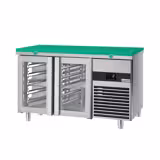 Table réfrigérée PREMIUM - 1400x700 mm - avec 2 portes vitrées - incl. planche à découper verte