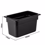 (6 pcs) Polycarbonate Container GN 1/3 - Black - 5.3L - Depth: 150mm