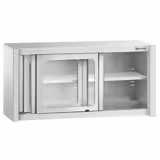 Rozsdamentes acél faliszekrény - 1200x400 mm - üveg tolóajtóval - 650 mm magas