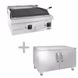 Gas lava stone grill - 14 kW - Tilting grill grid - incl. base with 2 doors