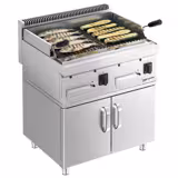 Griglia a pietra lavica a gas - 14kW - Graticola inclinabile - Su mobile - Profondità 700 - Acciaio inox