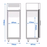 Kühlschrank Edelstahl Premium PLUS - GN 2/1 - 560 Liter - mit 1 Glastür