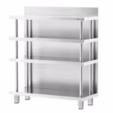 RVS werktafel - RVS - 1000x600mm - met achteropstand & 4 legplanken