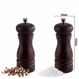 (12 pcs) Salt & Pepper Mills PREMIUM - ETERNAL - Beech Wood - Height: 155mm - Dark Brown