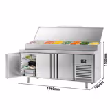 Commercial Saladette Prep Counter - 1960x700mm - 3 Doors - for 1x GN 1/2 & 9x GN 1/3