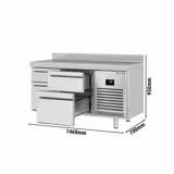 Soğutmalı tezgah PREMIUM PLUS - 1468x700mm - 4 çekmeceli - arkası yükseltili - dijital termostat