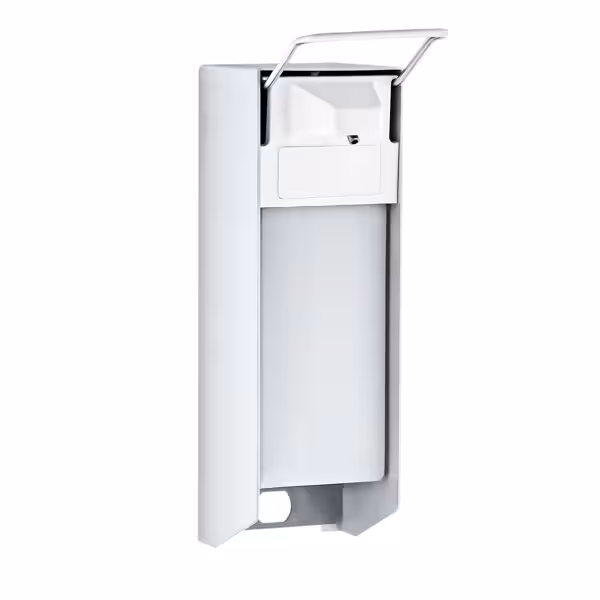 Desinfectiedispenser - met drukknop - 1000 ml - aluminium - met wandmontage, zichtvenster, navulbaar, uitwisselbare zeepcontainer