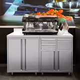 Tavolo armadiato in acciaio inox - 800x600mm - con 2 porte a battente - con alzatina