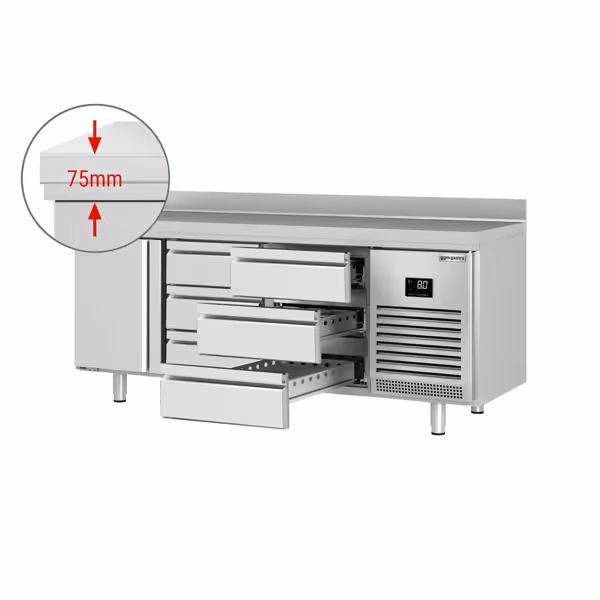 Koelwerkbank PREMIUM PLUS - 1960x700mm - met 1 deur - met 6 lades - met opstand