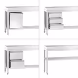 Mesa de trabajo de acero inox.  PREMIUM - 1,4 m - con dos estantes
