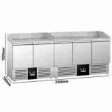 Commercial Pizza Prep Counter - Granite Top PREMIUM - 2300x700mm - with 5 doors