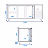 Koelwerkbank PREMIUM - 1865x700mm - 474 liter - met 2 deuren - met 2 lades