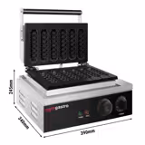 Wafelijzer - Enkel - Digitaal (met timer) - 1,55kW - Vorm: Corn dog - voor 6 stuks