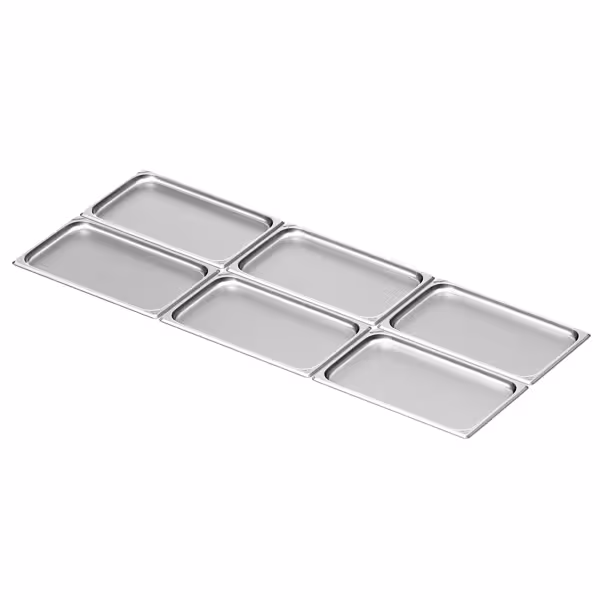 (6 stuks) RVS GN-bak GN 1/1 - Diepte: 20mm