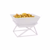 Suporte elevado para buffet - com 1 taça de melamina - Estrutura em aço inoxidável com revestimento a pó - Branco - quadrado - Altura:175mm