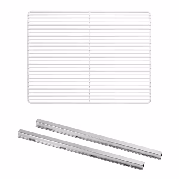 Stainless Steel Rails - 650mm - EN 600x400 - with Plastic-Coated Support Grids EN 600x400 - suitable for BKIB