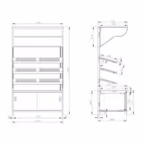 Raft pâine - MADRID - 1 200 mm - cu 3 rafturi - front din sticlă, negru mat