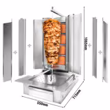 Commercial Gas Doner Kebab Grill – Bottom motor - 16×16 mm spit - wing-screw pin-lock - UK/FR model