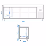 Commercial Counter Fridge PREMIUM PLUS - 2452x600mm - with 1 door - 6 drawers [1/2] - with upstand - capacity 510 litres