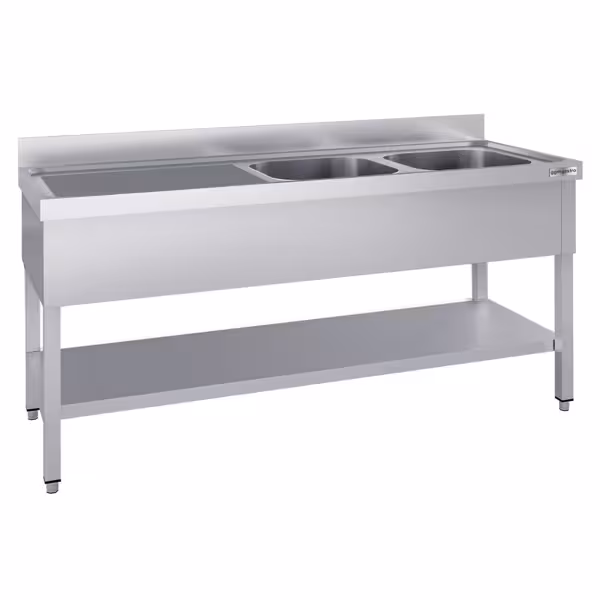 Spültisch ECO - 2000x700mm - mit Grundboden & 2 Becken rechts