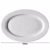 (12 adet) PERA - Düz Tabak - Oval - Porselen, 350x350mm, Beyaz