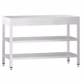 Mesa de trabalho em aço inoxidável PREMIUM - 1000x600mm - com prateleira inferior & com prateleira intermédia & com travessas de reforço