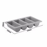 (6 pieces) GN 1/1 Cutlery Tray Insert – 4 Compartments - Polypropylene - 530x325x100 mm - Grey