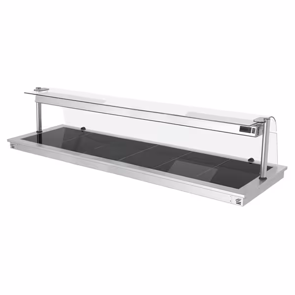 Ankastre Sıcak Yüzey - Paslanmaz Çelik - 2110mm - 6x GN 1/1 - 2,7kW - Cam nefeslikli