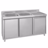 Meuble évier ECO - 1400 x 600 mm - avec poubelle & 2 bacs à gauche