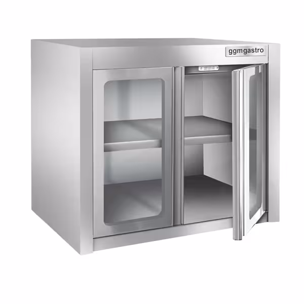 Paslanmaz Çelik Duvar Dolabı - 800x400mm - cam kanatlı - Yüksek: 1000 mm 