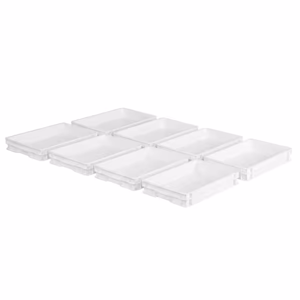 (8 pcs) Bac à Pâte à Pizza - 600x400mm - Hauteur: 70mm - Polypropylène - Blanc