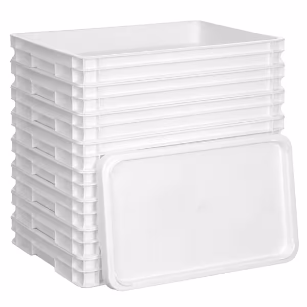 (8 adet) Pizza Hamur Teknesi - 600x400mm - Yükseklik: 70mm - Polipropilen - Beyaz