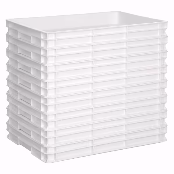 (8 stuks) Deegkratten-set - 8 bakken - Euronorm 60x40cm - hoogte: 70mm - Polypropyleen (PP) - wit