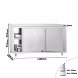 Rozsdamentes acél munkaszekrény PREMIUM - 1600x600 mm - átadónyílással