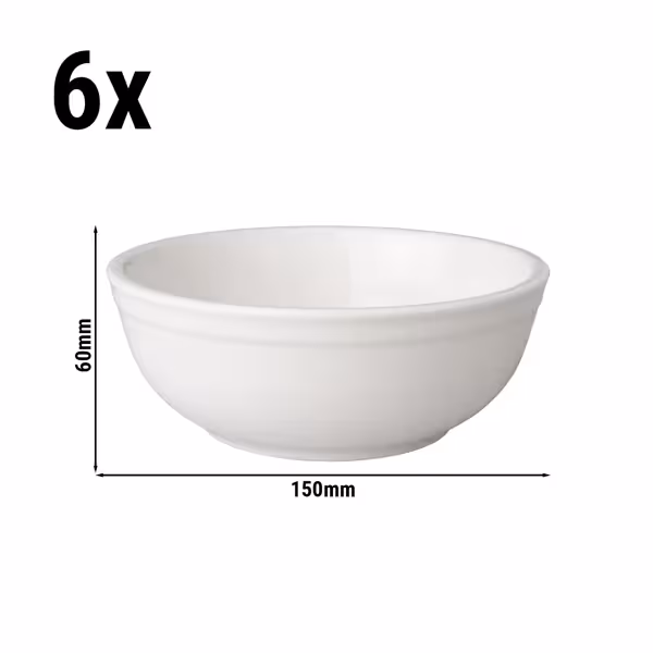 (6 stuks) Kom - Budgetline Mammoet - Porselein - 400ml - vierkant - 150x150mm - stapelbaar - Wit