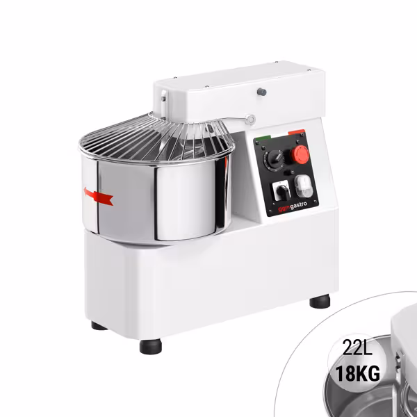 Teigknetmaschine - 22 Liter / 18 kg - 2 Geschwindigkeiten - mit festem Kessel - Timerfunktion