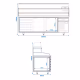 Pizza Hazırlık Tezgahı Premium PLUS - 2305x800mm -2 Kapılı & 6 Çekmeceli - Soğutmalı vitrin dahil -11x GN 1/4