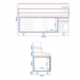 Mesas refrigeradas para pizza Premium PLUS - 2305x800mm - con 2 puertas & y 6 cajones neutros - incluido Vitrina de sobremesa - 10x GN 1/3